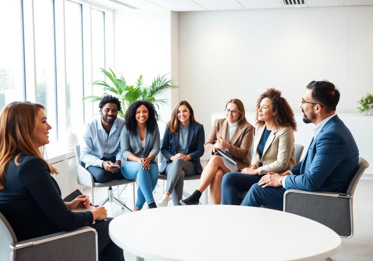 Equipe corporativa em encontro sobre saúde mental